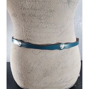 80s Hand Made Teal Blue Leather Concho Belt, Circle Y, Made in USA size 31, 8737
